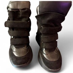 Black on Black Wedge Sneakers 
Sz 8.5